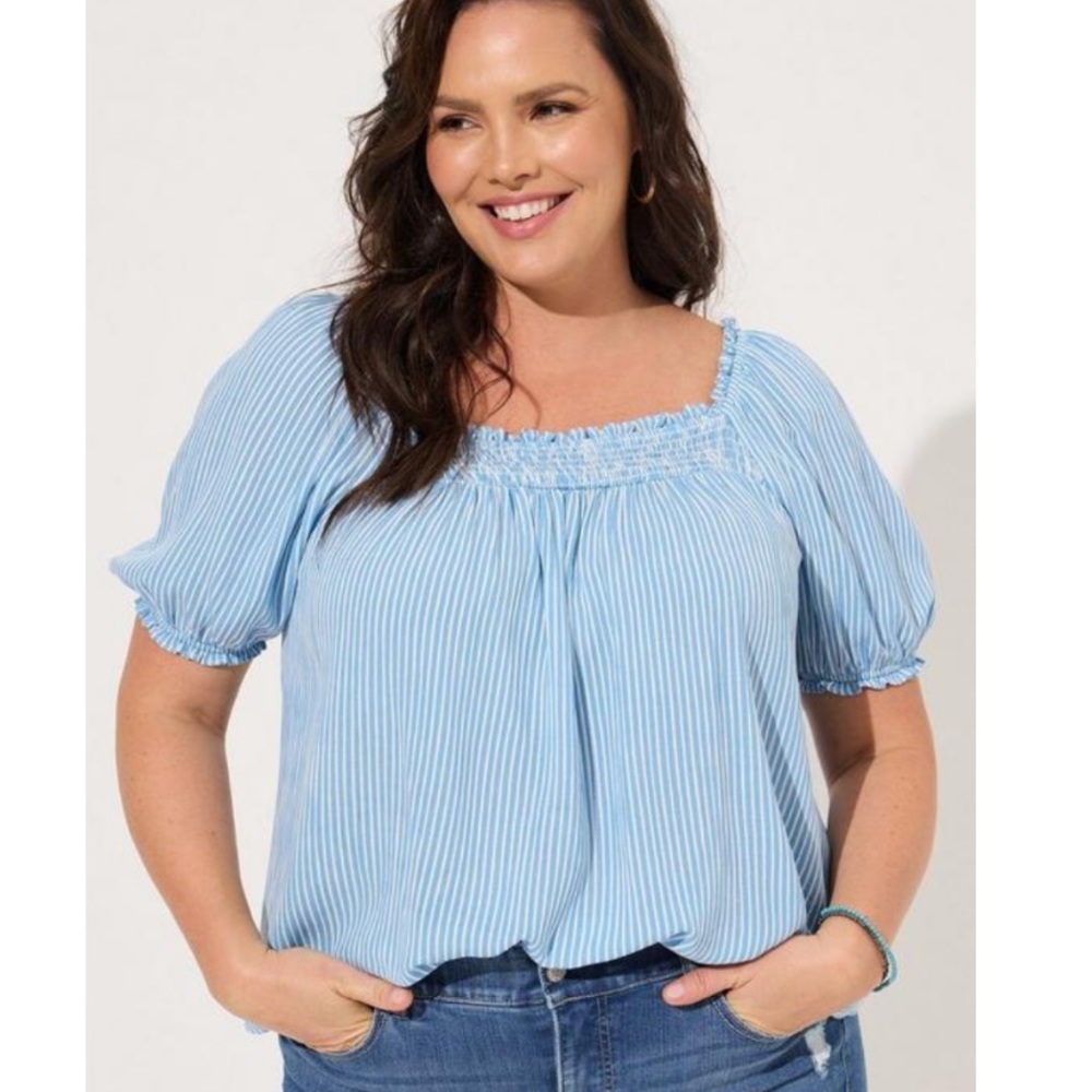 TORRID Washable Gauze Smocked Yoke Top 2X